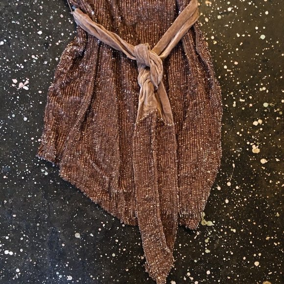retrofete Ella Dress Bronze Brown Gold Sequin - Picture 10 of 11